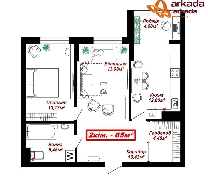 Продаж 2к квартири  ЖК Комфорт Парк  з ремонтом